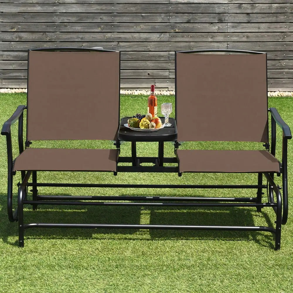 2-Person Glider Rocking Chair with table