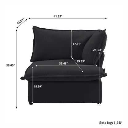 Sectional Sofa with Storage Ottoman - Black, White, or Beige