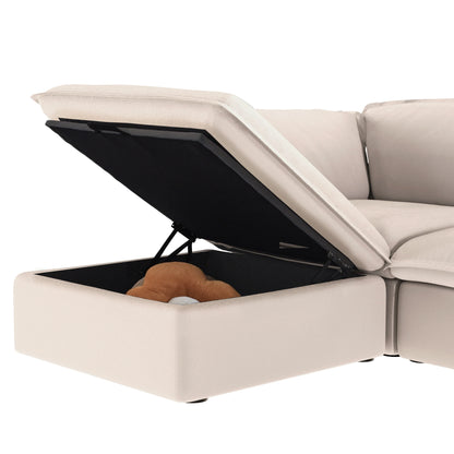 Sectional Sofa with Storage Ottoman - Black, White, or Beige