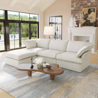 Sectional Sofa with Storage Ottoman - Black, White, or Beige