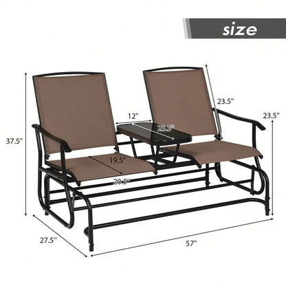 2-Person Glider Rocking Chair with table