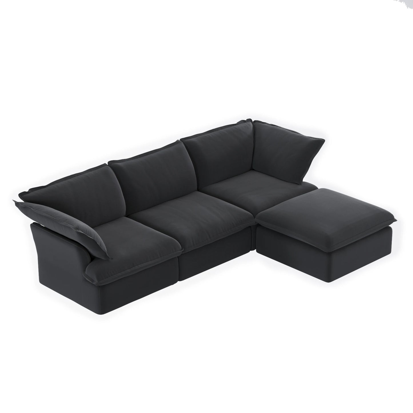 Sectional Sofa with Storage Ottoman - Black, White, or Beige