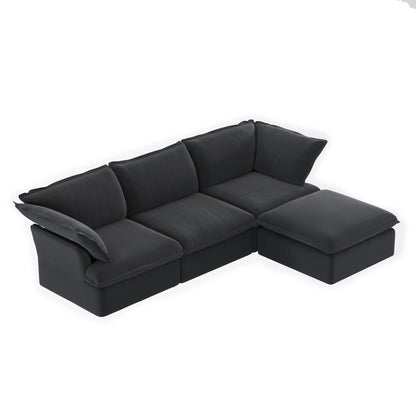 Sectional Sofa with Storage Ottoman - Black, White, or Beige