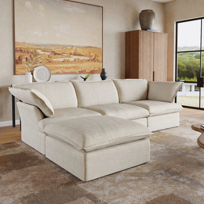 Sectional Sofa with Storage Ottoman - Black, White, or Beige