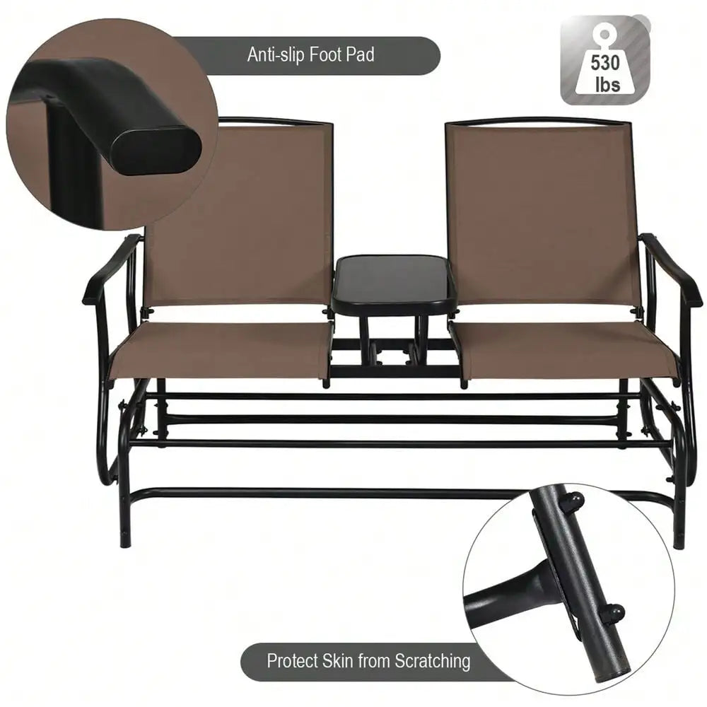 2-Person Glider Rocking Chair with table
