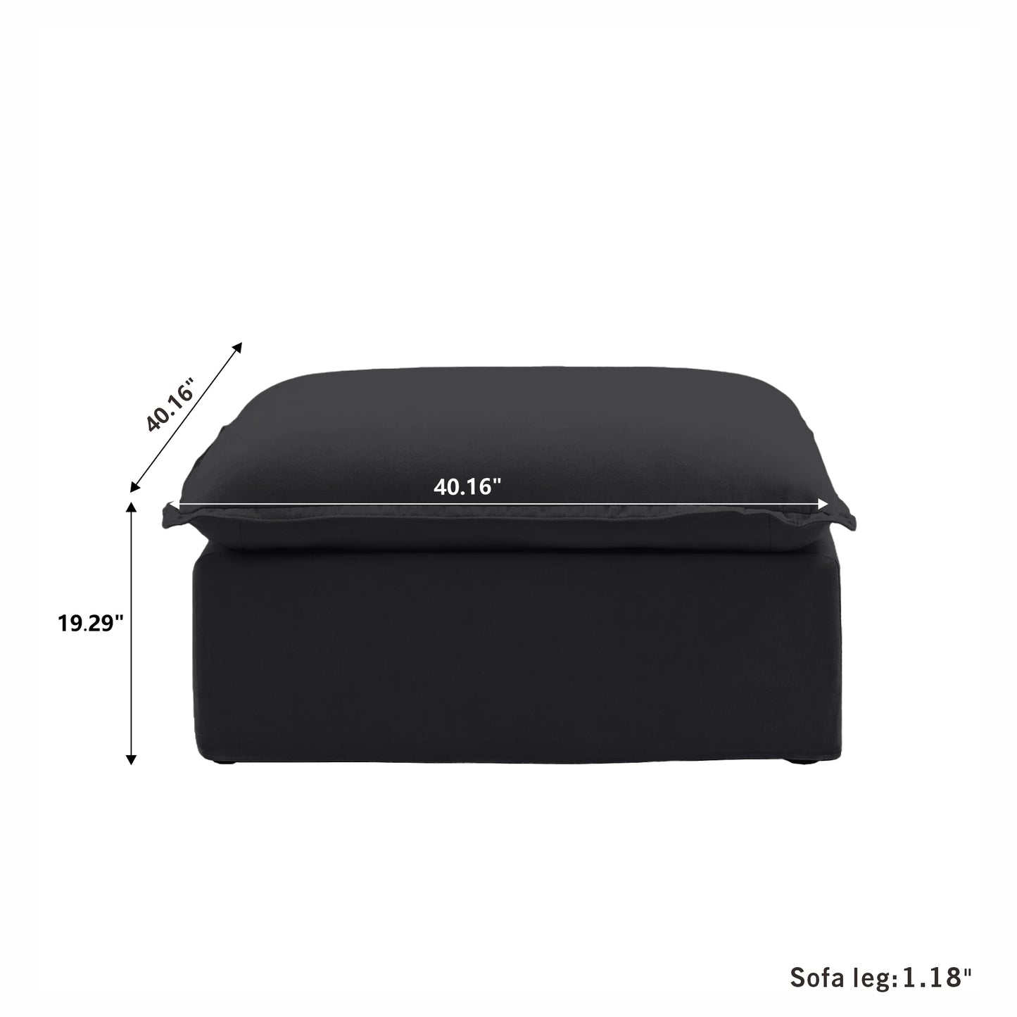 Sectional Sofa with Storage Ottoman - Black, White, or Beige
