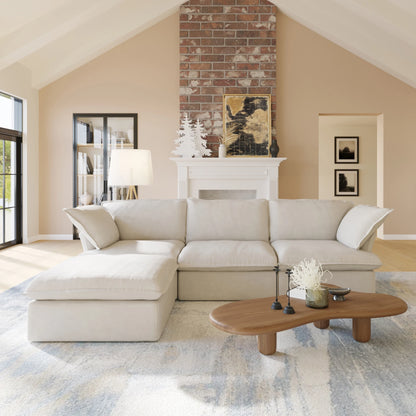 Sectional Sofa with Storage Ottoman - Black, White, or Beige