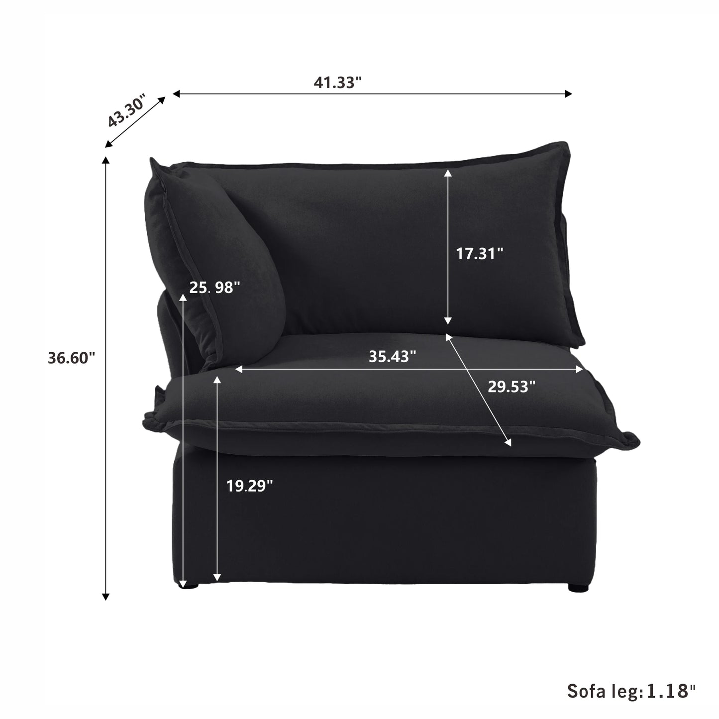 Sectional Sofa with Storage Ottoman - Black, White, or Beige