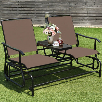 2-Person Glider Rocking Chair with table