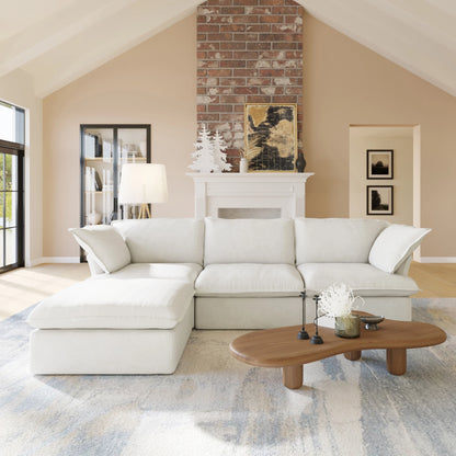 Sectional Sofa with Storage Ottoman - Black, White, or Beige