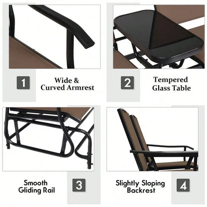 2-Person Glider Rocking Chair with table