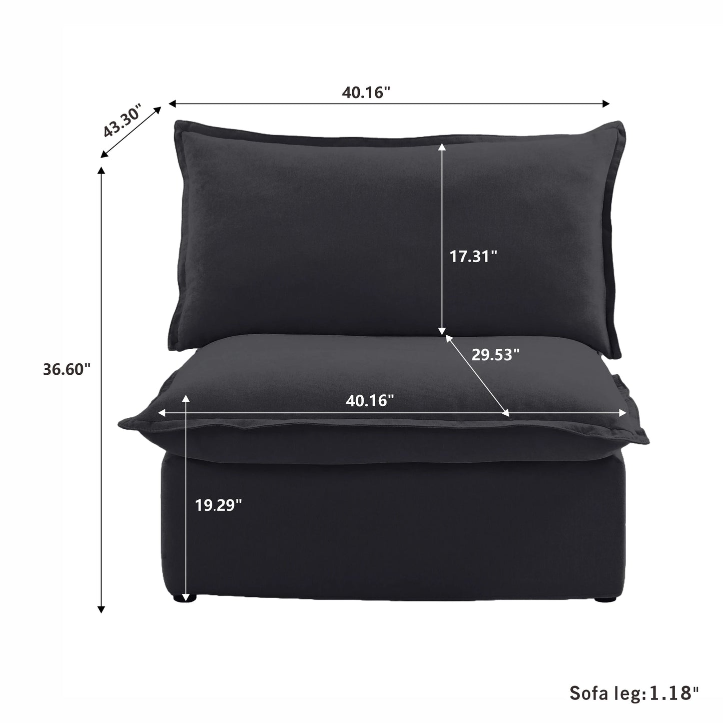 Sectional Sofa with Storage Ottoman - Black, White, or Beige